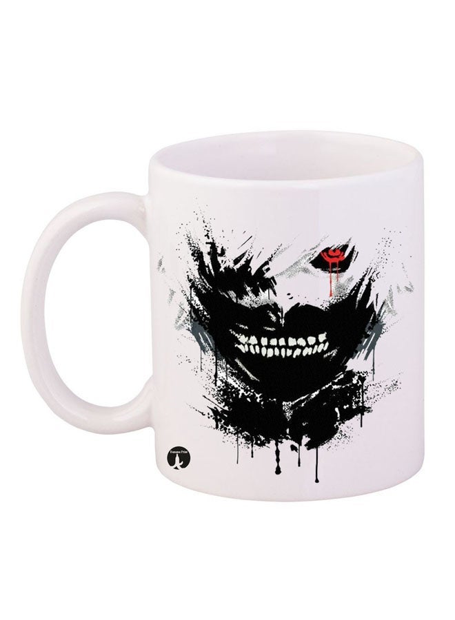 RYN Durable Heat-Resistant Thick Wall Designed Ergonomic Handled Tokyo Ghoul Printed Mug White/Black/Red 11ounce