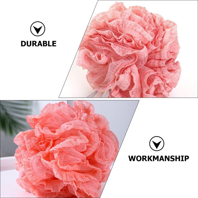 Red Lace Bath Mesh Pouf 3 Pack Exfoliating Scrubber Sponge Body Wash Ball - Image 4