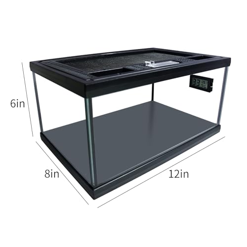 waazoorep Reptile Glass Terrarium Tank 1286Small Cage Full View with Top Screen Ventilation Habitat Enclosure for TarantulaFrogGeckoInsectsSpidersSnakesHermit CrabTurtleBall Python - Image 3