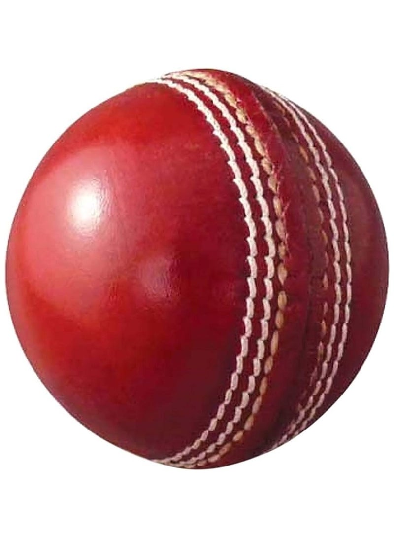 كرة نادي الكريكيت الجلدية باللون الأحمر، عبوة من قطعة واحدة - Image 1