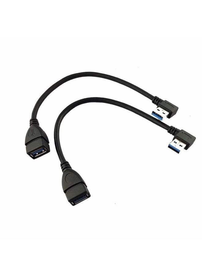 2Pack SuperSpeed USB 3.0 Angle Male to Female Extension Cable 20CM -2Pack Each of Left Angle and Right Angle