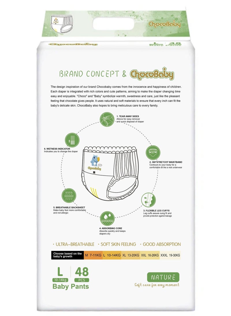 Chocobaby Premium Quality Baby Culotte Pants Diapers, Size L (10-14kg), 48 Count | Ultra-Breathable and Soft with Super Absorption - Image 2