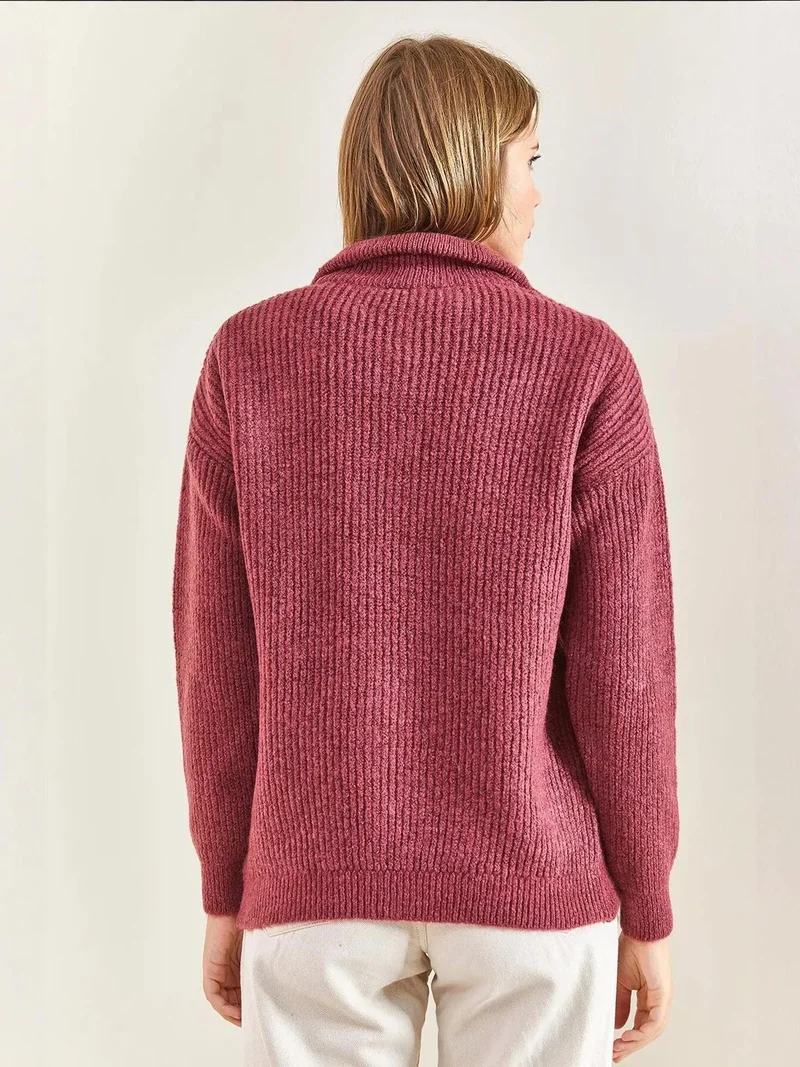 بيانكو لوتشي كنزة محبوكة كبيرة الحجم من لوتشي بياقة بسحاب