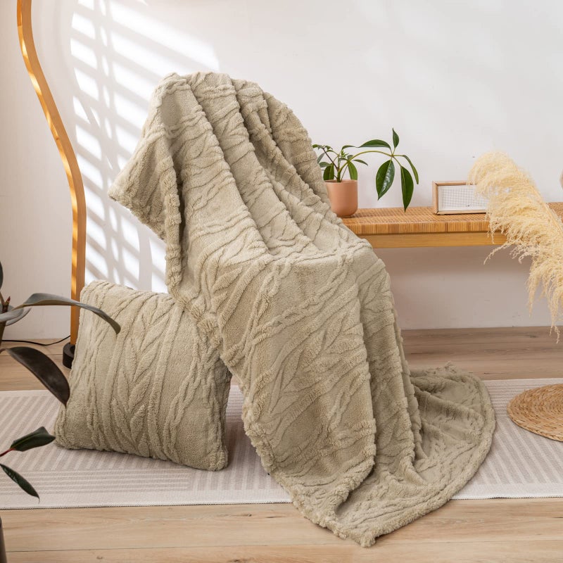 YUSOKI Sherpa Throw Blanket-3D Stylish Design Super Soft Fuzzy Cozy Warm Blanket Thick Plush Fluffy Furry Blankets for Teen Girls Women Couch Bed Sofa Chair Men Boys Gift(Tan,50"x65") - Image 3