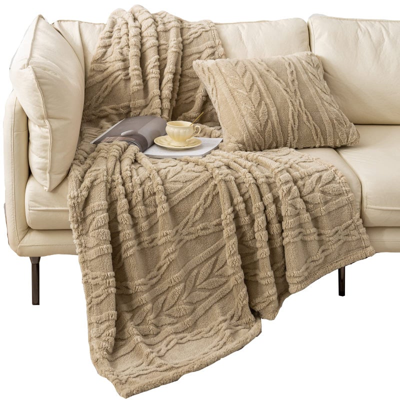 YUSOKI Sherpa Throw Blanket-3D Stylish Design Super Soft Fuzzy Cozy Warm Blanket Thick Plush Fluffy Furry Blankets for Teen Girls Women Couch Bed Sofa Chair Men Boys Gift(Tan,50"x65") - Image 1
