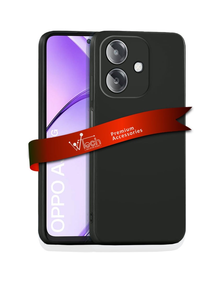 دبليو تيك غطاء حماية من السيليكون السائل الفاخر لهاتف اوبو A3x 5G 2024 - أسود - Image 1