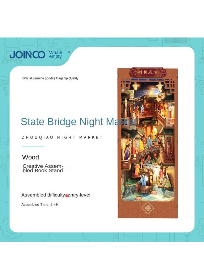 الأزرق جي دبليو Diy House State Bridge Night Market 3d مجمعة يدويًا ثلاثية الأبعاد ، نموذج منزل بناء هدية عيد ميلاد - Image 5
