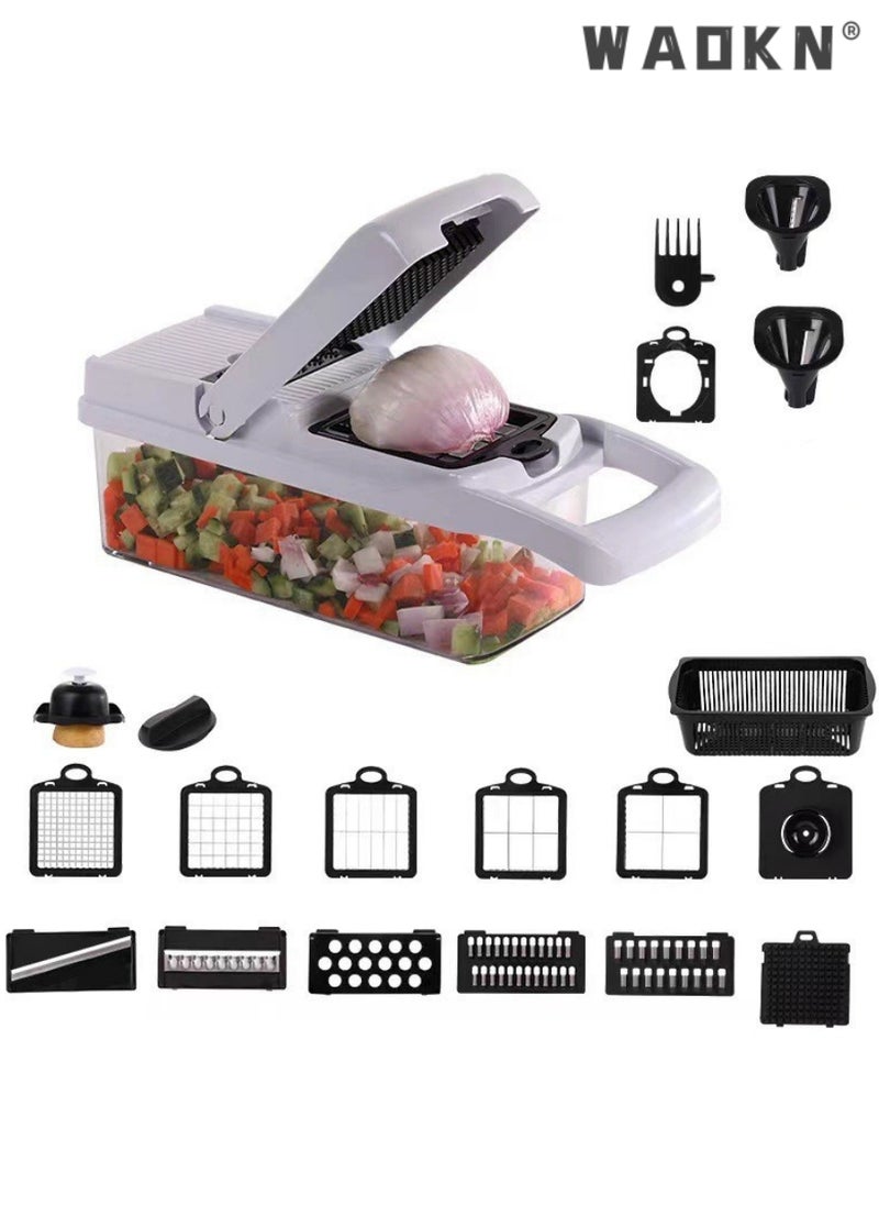 22-Piece Multifunctional Vegetable Chopper Cutter Slicer,Vegetable Slicer, All-in-one Kitchen Vegetable and Fruit Divider, Vegetable Cutter/grater/slicer, Suitable for Potatoes, Carrots, Cucumbers
