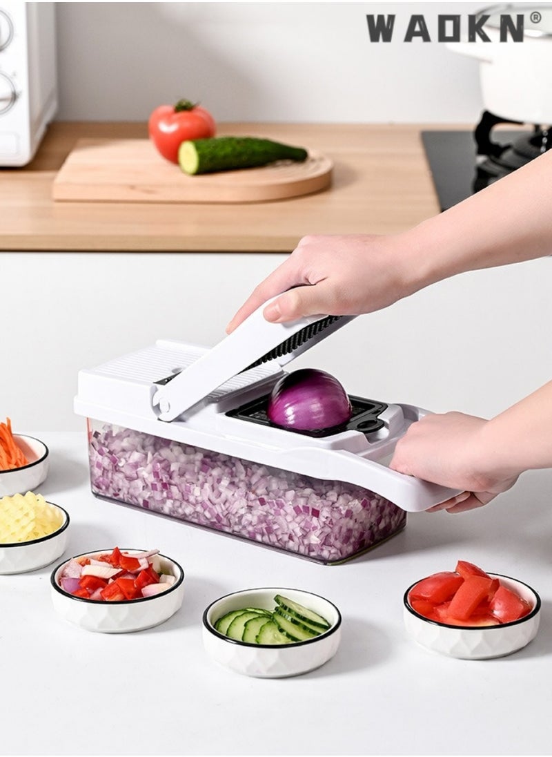 WAOKN 22-Piece Multifunctional Vegetable Chopper Cutter Slicer,Vegetable Slicer, All-in-one Kitchen Vegetable and Fruit Divider, Vegetable Cutter/grater/slicer, Suitable for Potatoes, Carrots, Cucumbers  - Image 3