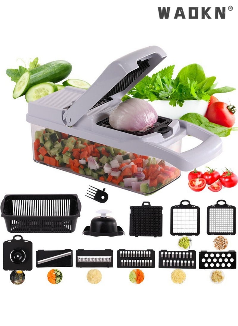 22-Piece Multifunctional Vegetable Chopper Cutter Slicer,Vegetable Slicer, All-in-one Kitchen Vegetable and Fruit Divider, Vegetable Cutter/grater/slicer, Suitable for Potatoes, Carrots, Cucumbers