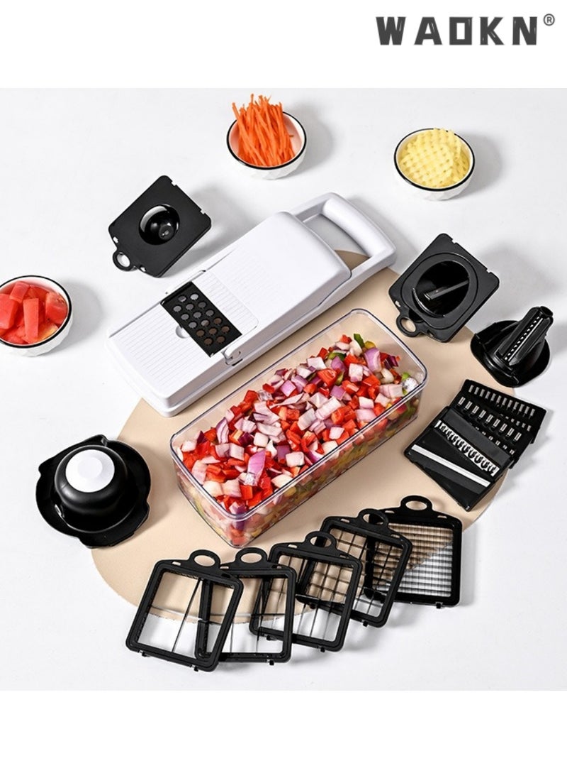 WAOKN 22-Piece Multifunctional Vegetable Chopper Cutter Slicer,Vegetable Slicer, All-in-one Kitchen Vegetable and Fruit Divider, Vegetable Cutter/grater/slicer, Suitable for Potatoes, Carrots, Cucumbers  - Image 5