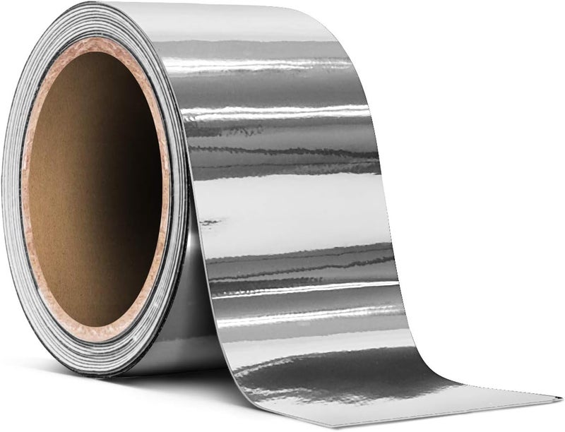 VViViD Gloss Silver Chrome Air-Release Vinyl Adhesive Tape Roll (2 Inch x 30ft) - Image 1