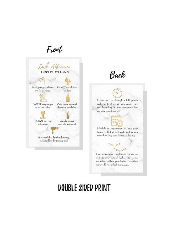 Boutique Marketing LLC Lash Extension Aftercare Instructions Cards ; 50 Pack ; Double Sided Size 3.5 X 2" Inches After Care (23 Week Fillers) ; Marble Look With Gold Icons Design  - Image 5