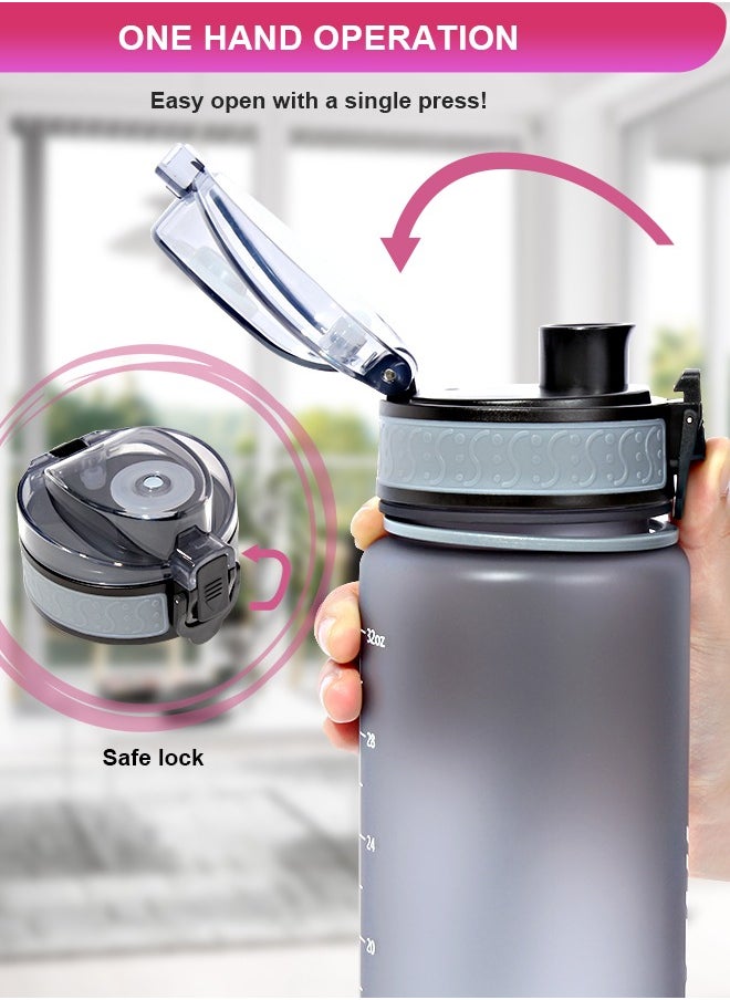 GEMFUL Water Bottle 1L with Straw Motivational Time Marker Tritan BPA Free Drink Bottle for Sports Fitness Gym and Travel  - Image 3