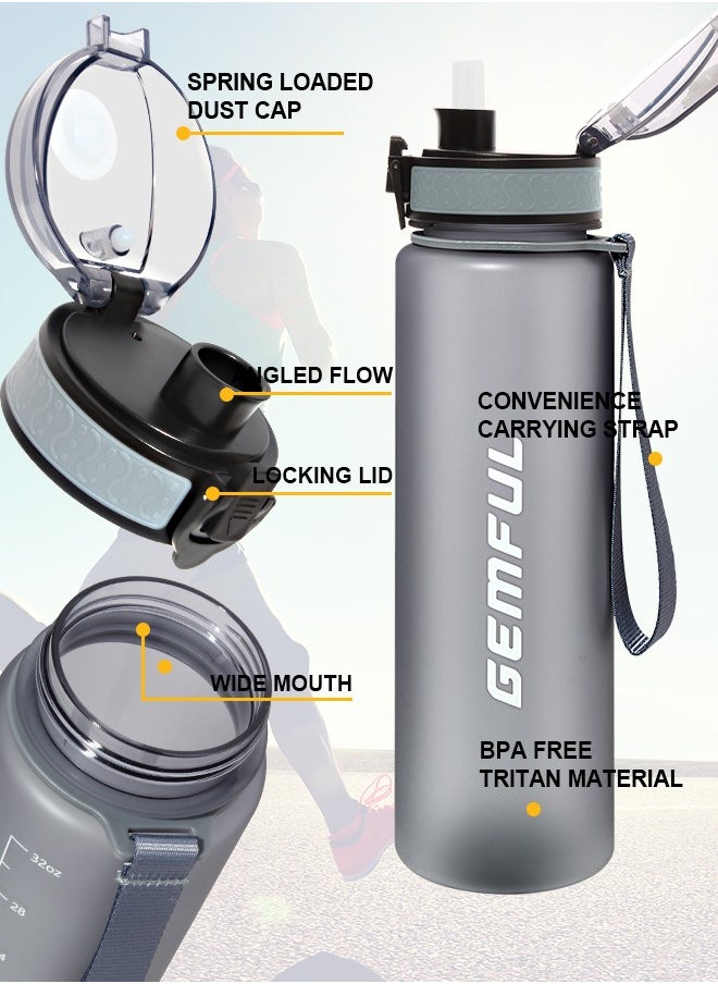 GEMFUL Water Bottle 1L with Straw Motivational Time Marker Tritan BPA Free Drink Bottle for Sports Fitness Gym and Travel  - Image 4