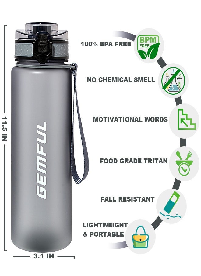 GEMFUL Water Bottle 1L with Straw Motivational Time Marker Tritan BPA Free Drink Bottle for Sports Fitness Gym and Travel  - Image 2