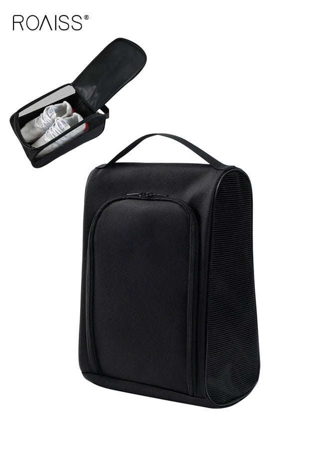 roaiss Extra-Large Dustproof Travel Shoe Bag with Sturdy Zipper Closure for Men and Women Portable Packaging Bag That Can Be Carried by Hand or Hung up Multi-functional Outdoor Storage Bag Black - Image 1