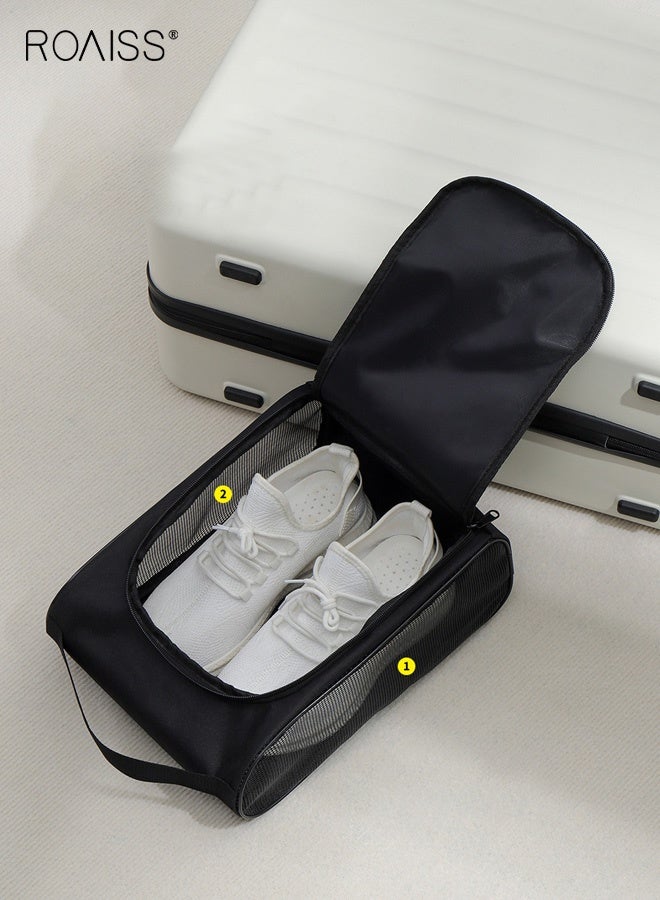 roaiss Extra-Large Dustproof Travel Shoe Bag with Sturdy Zipper Closure for Men and Women Portable Packaging Bag That Can Be Carried by Hand or Hung up Multi-functional Outdoor Storage Bag Black - Image 2