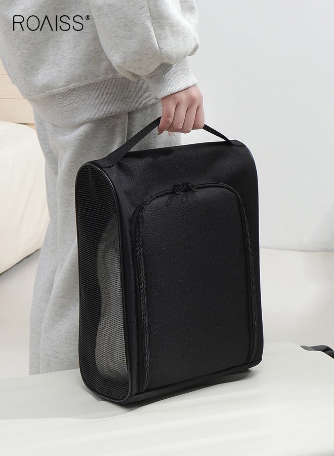 roaiss Extra-Large Dustproof Travel Shoe Bag with Sturdy Zipper Closure for Men and Women Portable Packaging Bag That Can Be Carried by Hand or Hung up Multi-functional Outdoor Storage Bag Black - Image 3