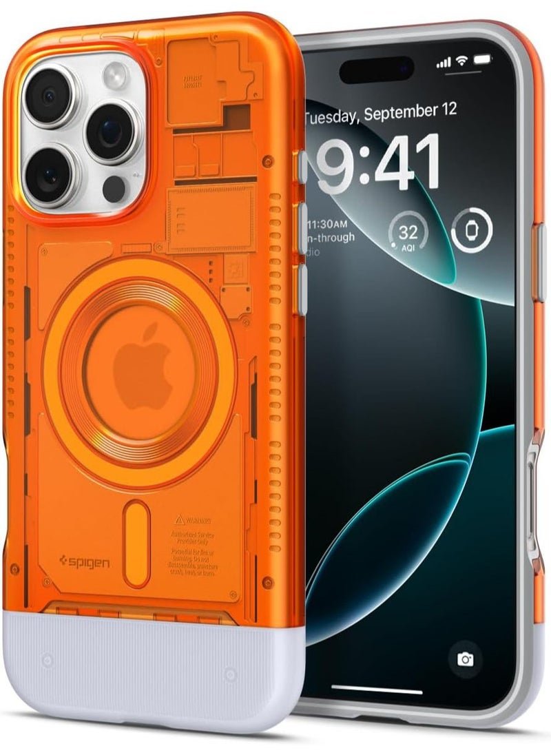 Spigen Classic C1 MagFit for iPhone 16 PRO Case Cover with MagSafe & Extreme Protection Tech - Tangerine  - Image 1