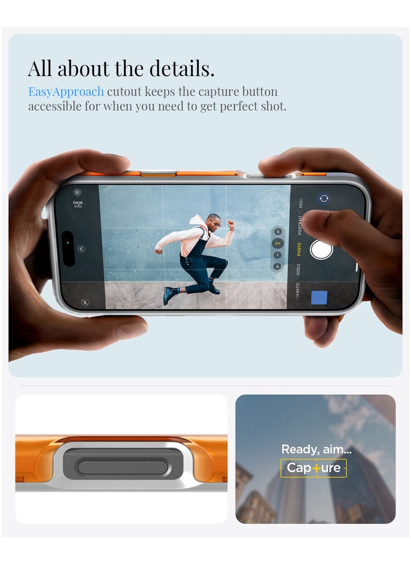 Spigen - Classic C1 MagFit for iPhone 16 PRO Case Cover with MagSafe & Extreme Protection Tech - Tangerine - Image 1