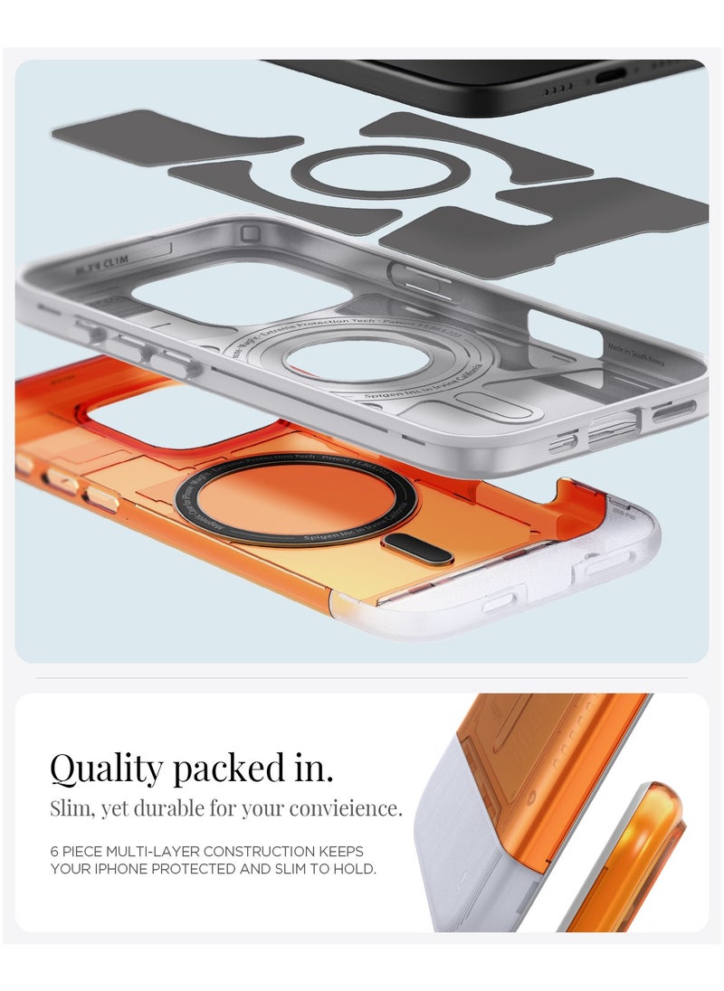 Spigen Classic C1 MagFit for iPhone 16 PRO Case Cover with MagSafe & Extreme Protection Tech - Tangerine  - Image 5