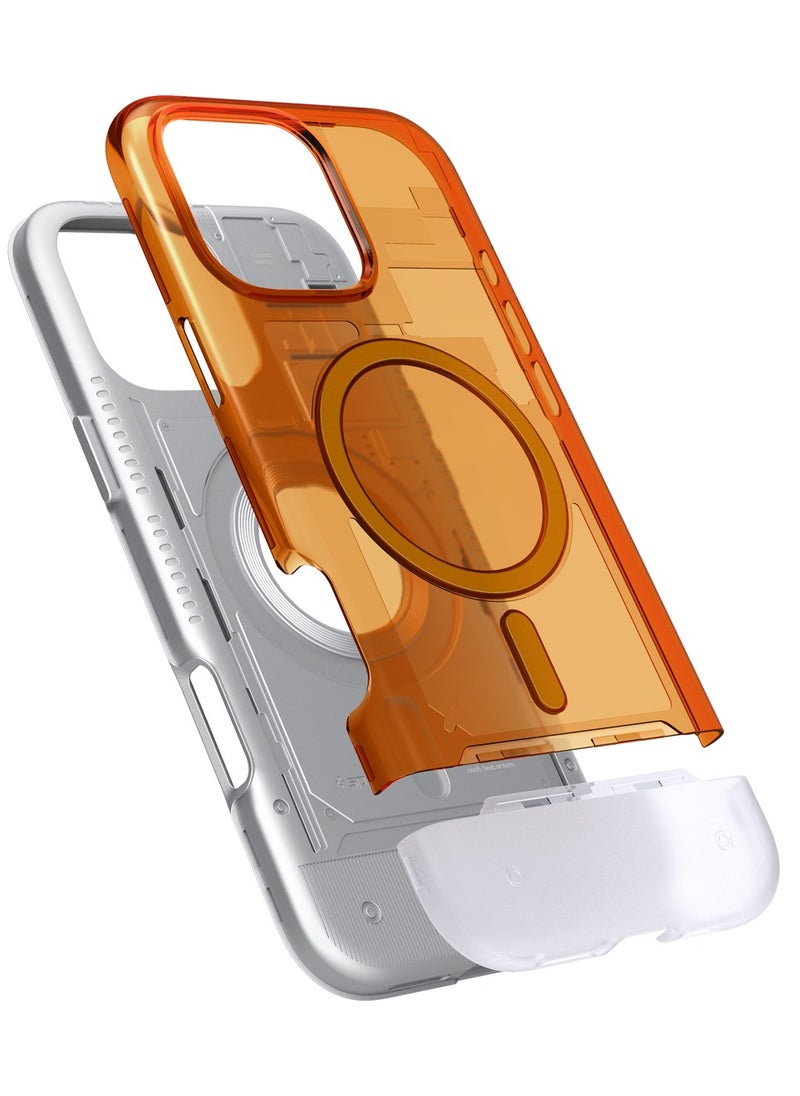 Spigen - Classic C1 MagFit for iPhone 16 PRO Case Cover with MagSafe & Extreme Protection Tech - Tangerine - Image 1