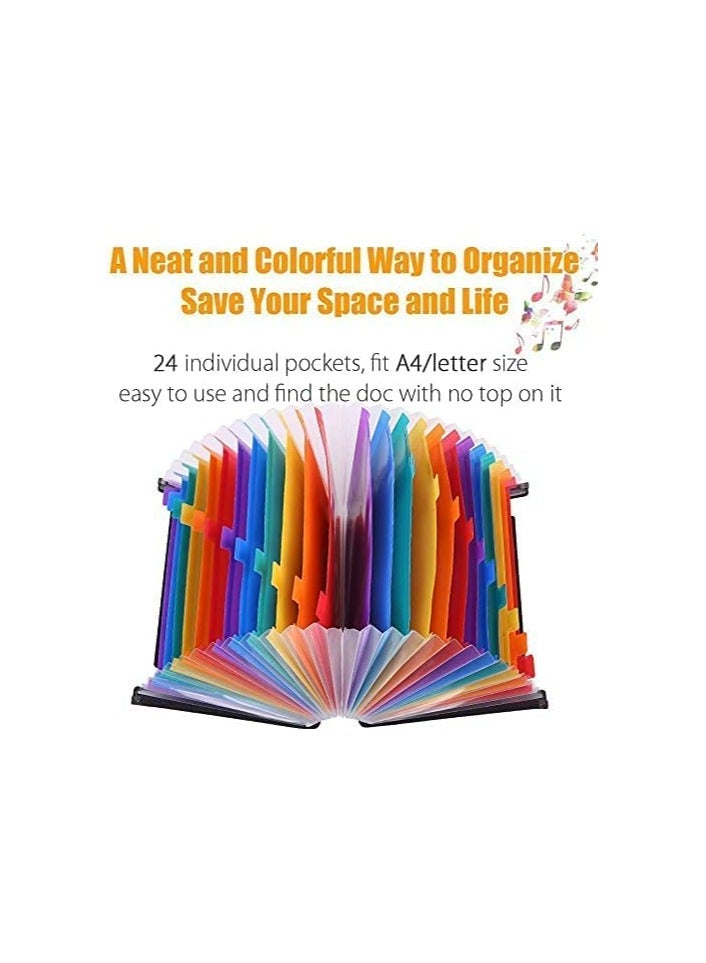 Expanding File Folder 24 Pockets, Multi-Color Accordion A4 Document Organizer with Expandable Wallet Stand – Works on A4 Size and Letter Size - Image 5