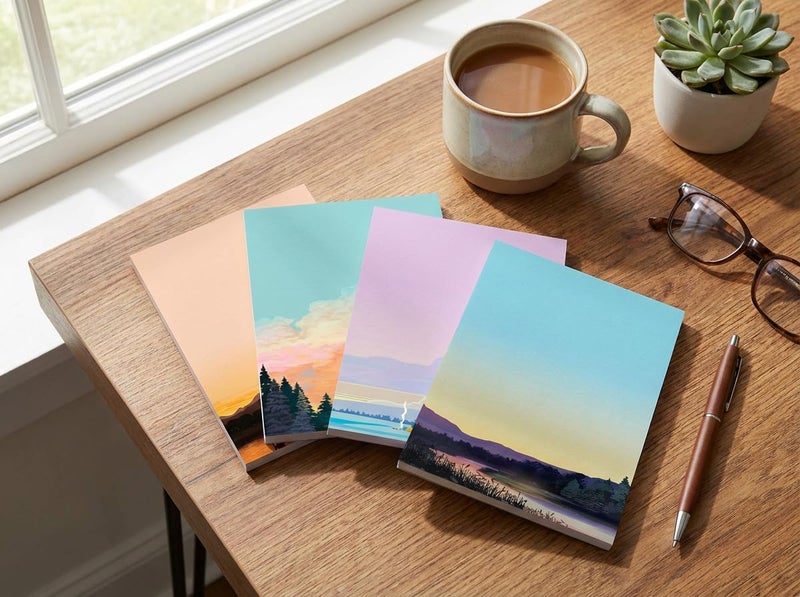 Stonehouse Collection Mountian Notepads - 4 Assorted Nature Scenes Notepads - Mountain Sunests - Shopping List, Teachers, Home, Office, Small Gift - - Image 3