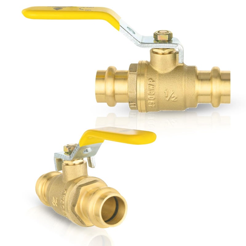 HeSun 2Pack HeSun Copper Press Ball Valve 12 x 12 Copper Press Shut Off Valve 14 Turn Brass Full Port Water Stop with ORingsVALVE2422 - Image 2