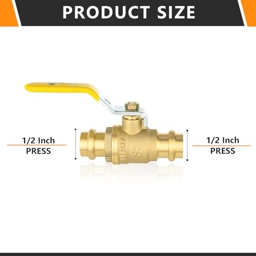HeSun 2Pack HeSun Copper Press Ball Valve 12 x 12 Copper Press Shut Off Valve 14 Turn Brass Full Port Water Stop with ORingsVALVE2422 - Image 3
