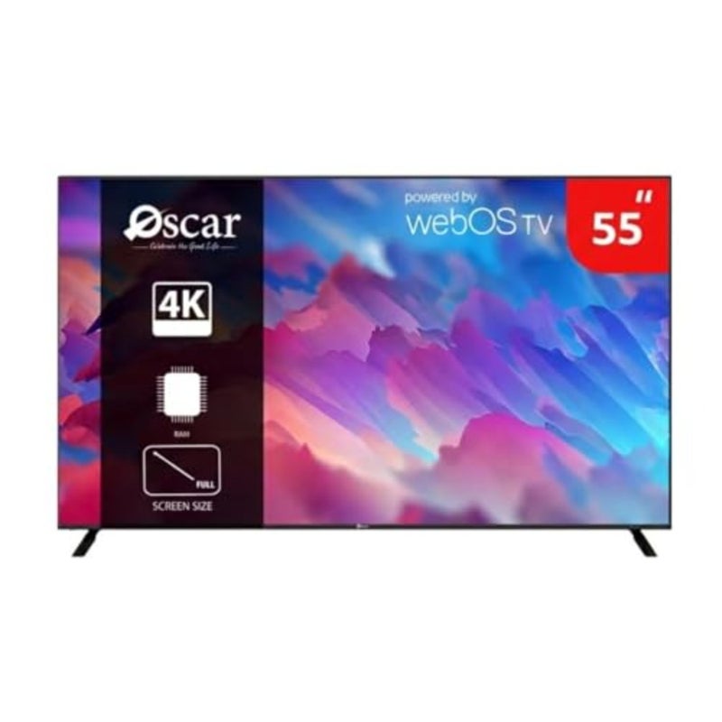 تلفزيون ذكي لغرفة المعيشة، وشاشة LED بدقة 4K UHD، وتصميم أسود بدون إطار، وواجهة WebOS للبث والألعاب بسلاسة - Image 1