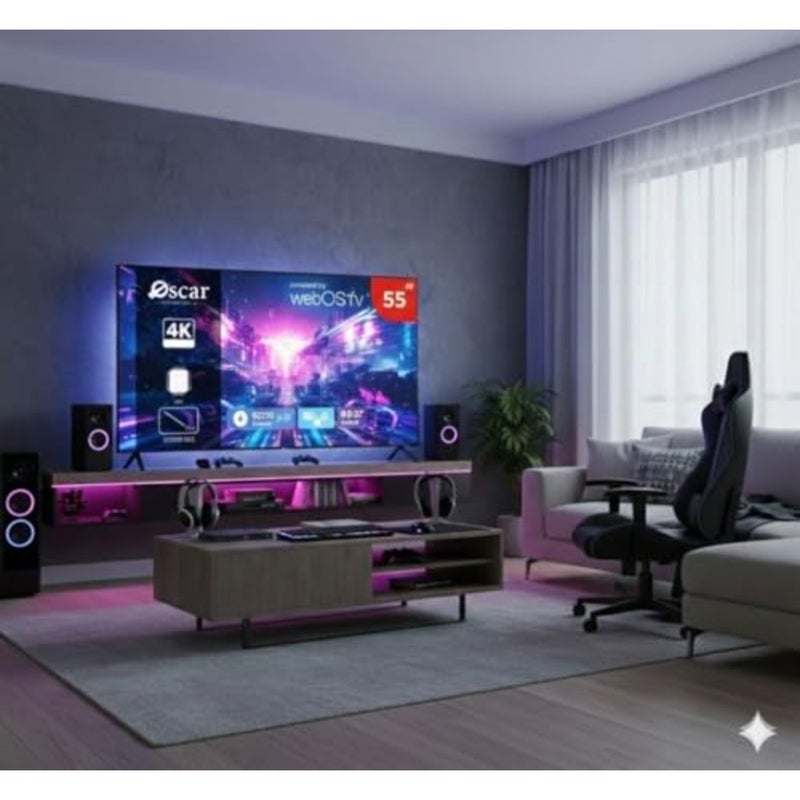 تلفزيون ذكي لغرفة المعيشة، وشاشة LED بدقة 4K UHD، وتصميم أسود بدون إطار، وواجهة WebOS للبث والألعاب بسلاسة - Image 5