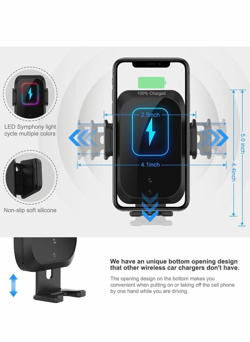 Y&D Wireless Car Charger Qi 15W Fast in Automatic Sensor Phone Holder Vent Mount Dashboard Mount/Cradle Compatible for iPhone 11 12 13 14 Pro Max X XS Plus S20 S21 - Image 4