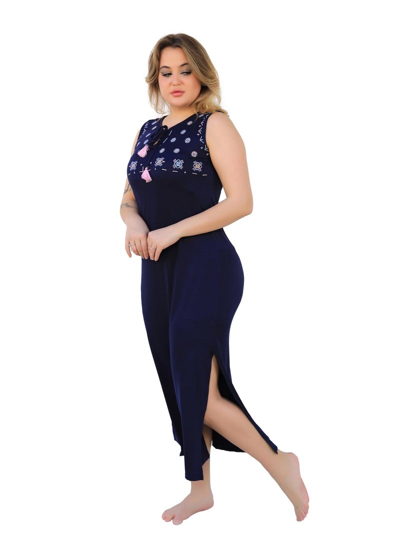 Dadoush Women's Plus Size Sleeveless Long Nightgown Maxi Nightgown with Side Slit - Image 1