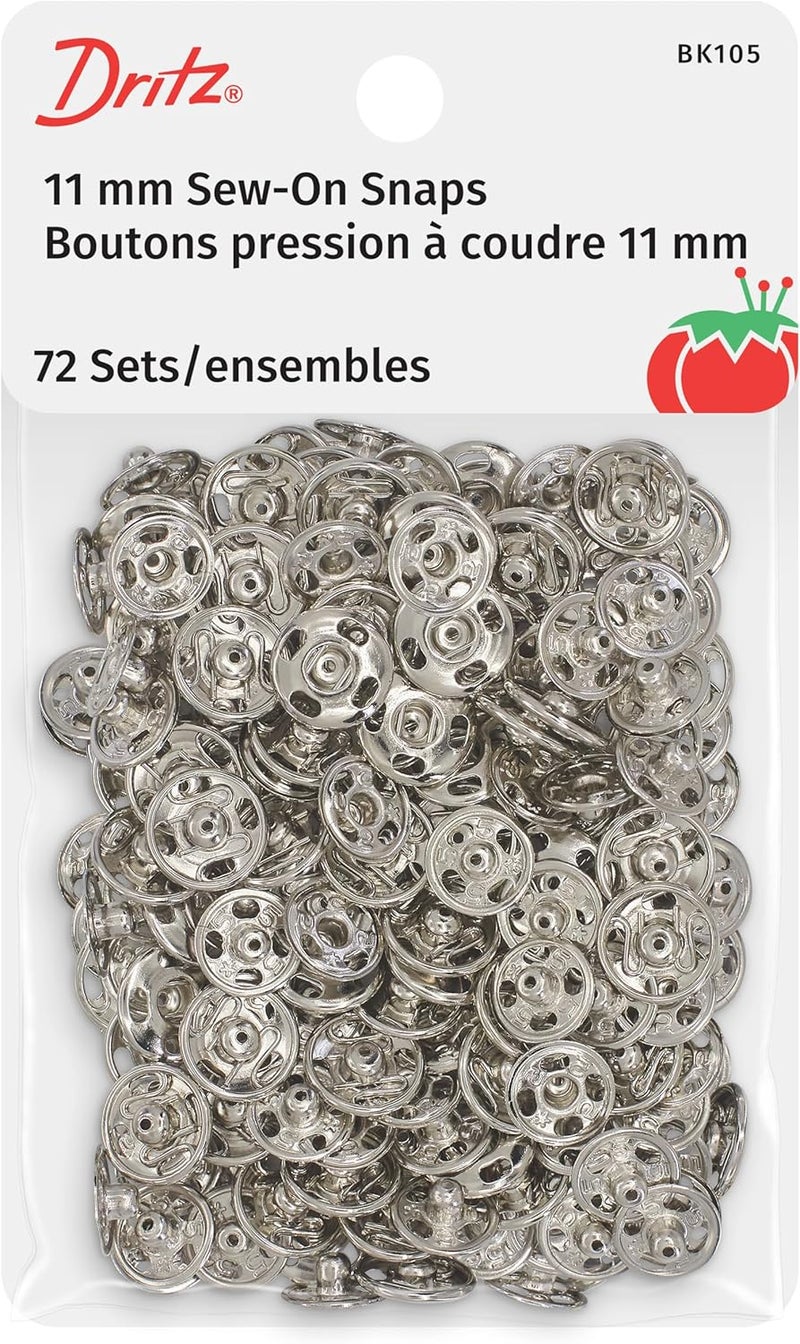Dritz Sew On Snaps Nickel 72 Sets Fasteners Size 1 72ct - Image 1