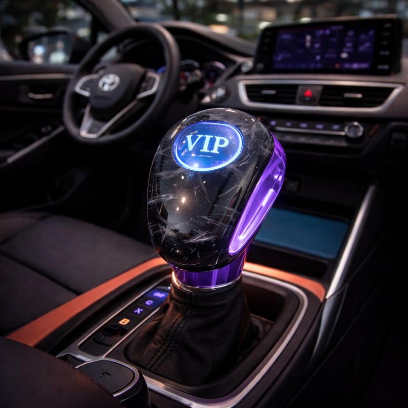 YOURKARTS.COM YOURKARTS Gear Shift Knob LED with Universal Fitting | Illuminated Gear Handle for Manual Automatic Cars | Premium Acrylic Build with Light-Up Feature for Stylish Night Driving (VIP) - Image 2