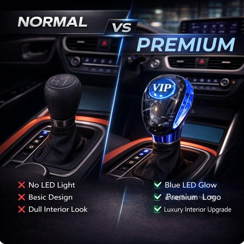 YOURKARTS.COM YOURKARTS Gear Shift Knob LED with Universal Fitting | Illuminated Gear Handle for Manual Automatic Cars | Premium Acrylic Build with Light-Up Feature for Stylish Night Driving (VIP) - Image 3