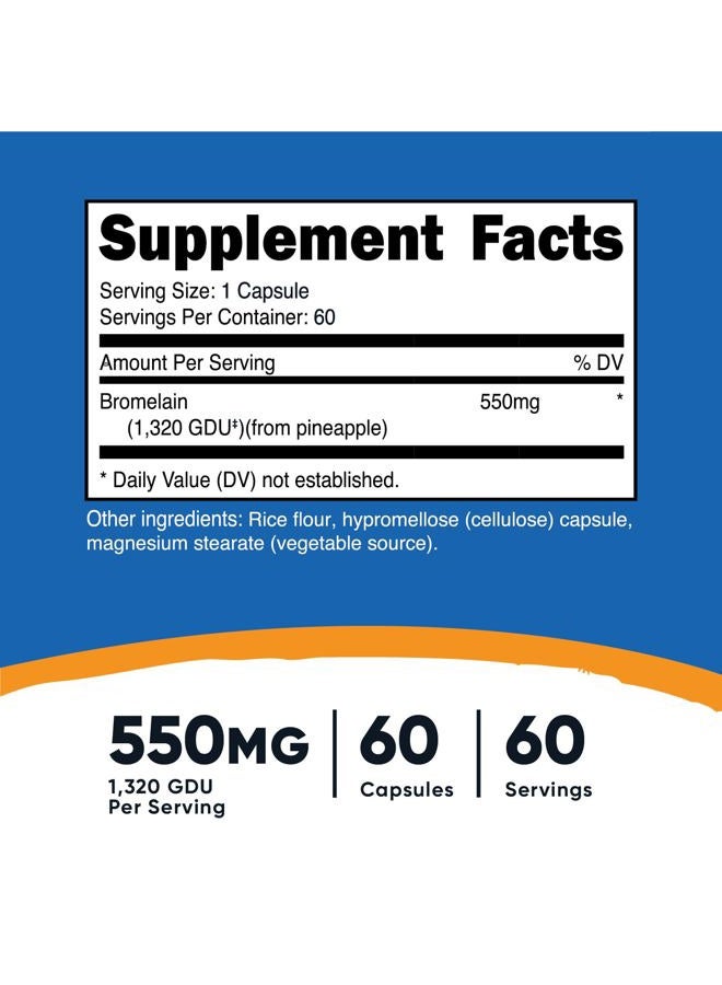 Nutricost كبسولات بروميلين (60 كبسولة) - 550 ملغ لكل حصة، نباتية، غير معدلة وراثيًا، متوافقة مع معايير GMP - Image 2