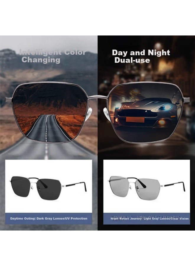 Morakot Molake Polarized Sungl For Men, Driving-specific Photochromic Myopia Gl, Day And Night Use, Uv Protection, High-intensity Driving Gl - Image 5