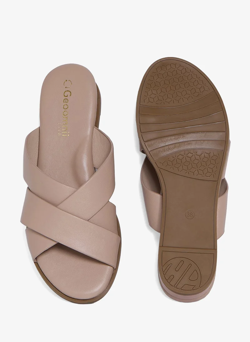Geoomnii BEIGE Geoomnii Comfort Slide Sandals for Women – Cushioned Slip-On Casual Sandals for Daily Wear, Home, Travel & Walking for Women | Best Price UAE