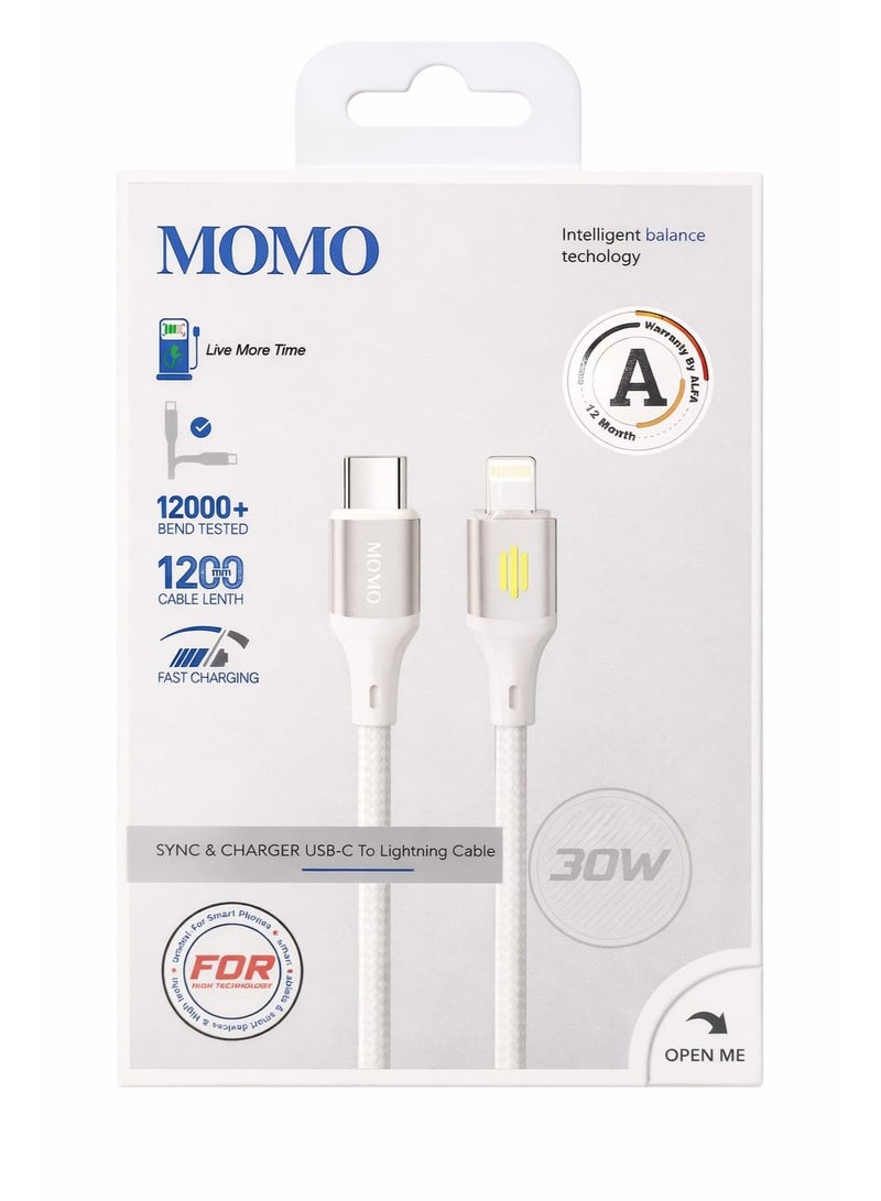 كابل شحن مومو USB-C إلى لايتنينج 30 وات 011038 - أداء فائق