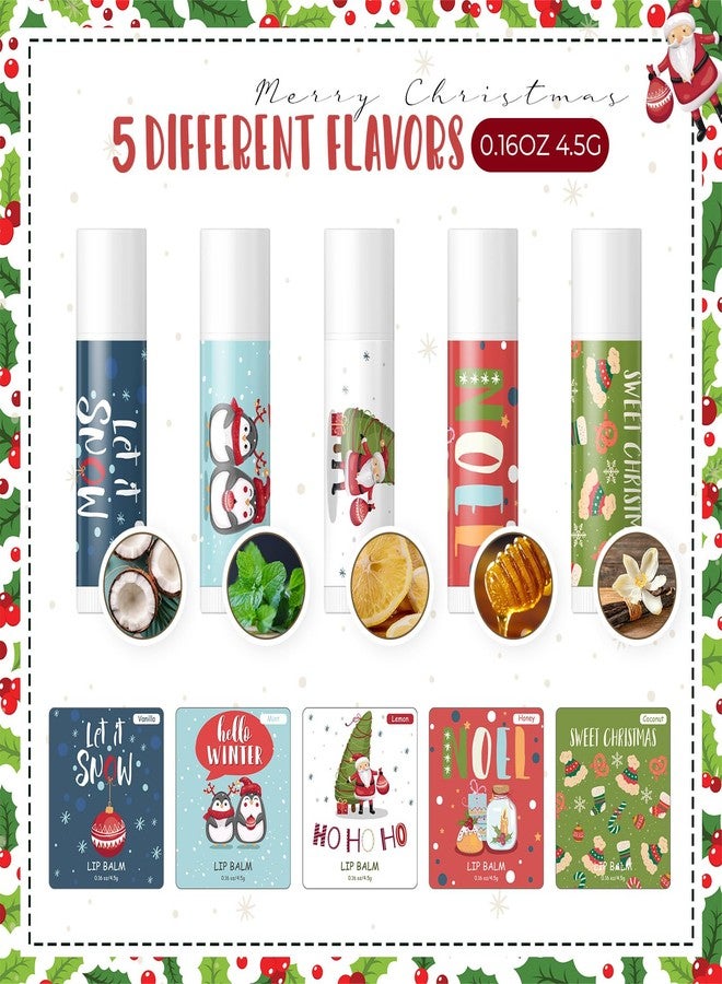 Qunclay 30 Pcs Christmas Lip Balms Bulk Honey Mint Lemon Coconut Vanilla Flavor Lip Balms Christmas Party Gift Thank You Gifts Stocking Stuffer for Coworker Staff Employee - Image 2