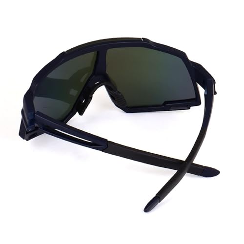 Dervin One Piece Shield Sports Oversized Visor Non Polarized Sunglasses for Men Women, Outdoor Cricket Cycling Hiking Fishing Sunglasses (Black-Blue) - Image 5