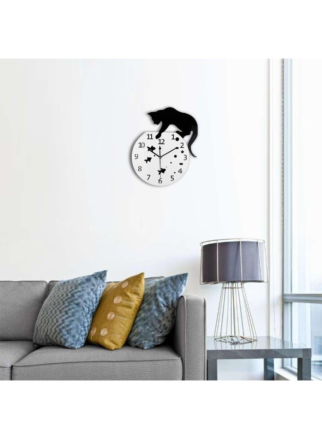 Timelike Fishbowl Cat ClockCreative Wall ClocksHome DIY Decoration WatchCat on Clock Living Room Mirror 3D Wall Design - Image 5