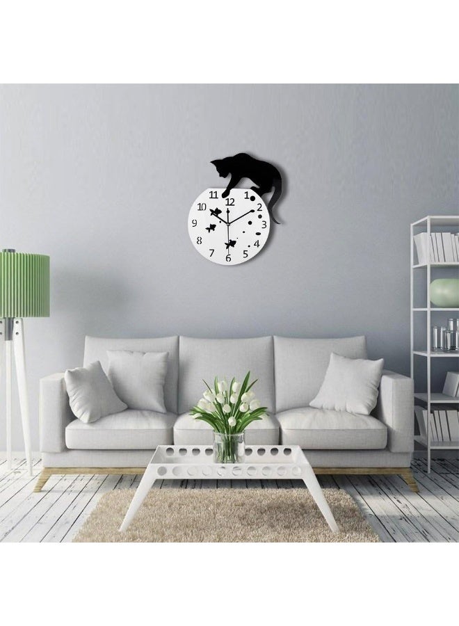 Timelike Fishbowl Cat ClockCreative Wall ClocksHome DIY Decoration WatchCat on Clock Living Room Mirror 3D Wall Design - Image 3