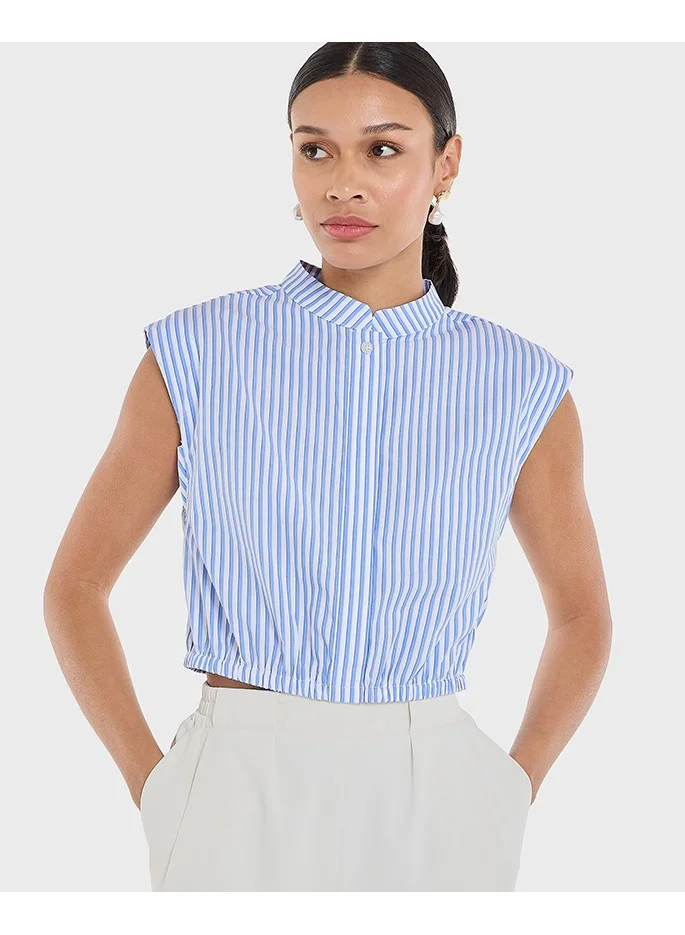 بي سي بي جي BCBG Sleeveless Band Collared Top