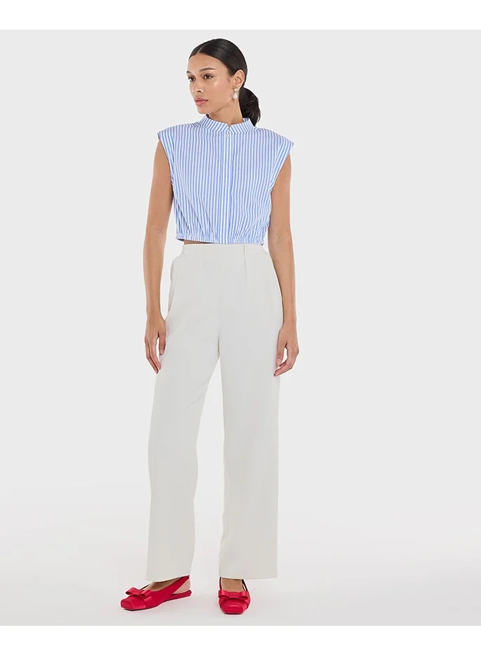 بي سي بي جي BCBG Sleeveless Band Collared Top