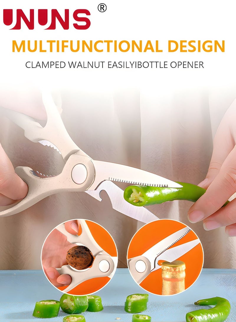 UNUNS 7-Piece Kitchen Knive Set,Chopping Boards Set With 3 Knifes And 1 Scissor,Chef Chopping Board With Grooves For Meat Fruits Veggies,Dishwasher Safe,Beige - Image 5