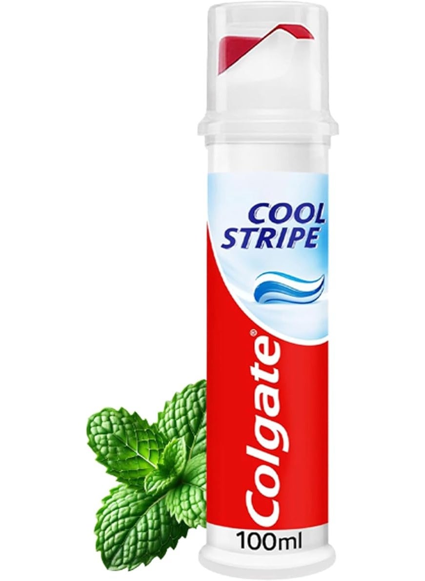 Colgate Cool Stripe Toothpaste Pump 100 ml - Cavity protection - Strengthens teeth - Freshens breath - Fights cavities - Fluoride toothpast